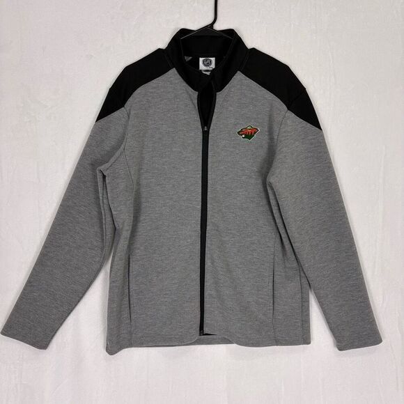 NHL Minnesota Wild Hockey Grey with Black Full Zip Up Sweatshirt Men's Medium - Picture 1 of 12